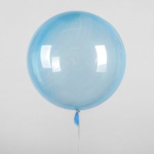 Шар Баблс с перьями (Bubble) 45 см голубой