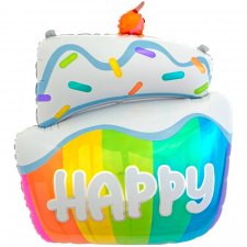 Фольгированная фигура № 4 Радужный тортик на Счастье (кекс)