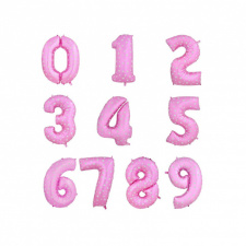Фольгированная цифра розовая (с сердечками)