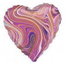 Фольгированное сердце мрамор Purple