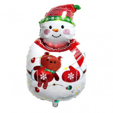 Фольгированная фигура №40 Снеговик с плюшевым мишкой