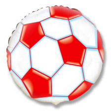 Фольгированный круг №538 Футбольный мяч красный