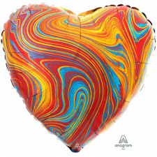 Фольгированное сердце мрамор Colorful