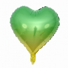 Фольгированное сердце омбре зелено-желтый