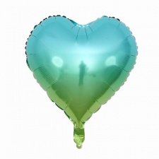 Фольгированное сердце омбре сине-зеленый