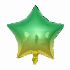 Фольгированная звезда омбре зелено-желтый