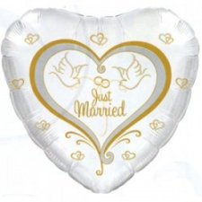 Фольгированное сердце № 406 Свадебные голуби