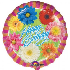 Фольгированный шар № 202 «Happy Birthday »(цветы)