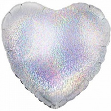 Фольгированное сердце Серебро голография