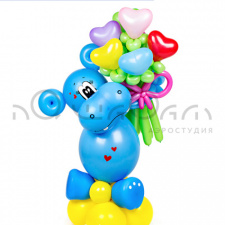 Фигура из шаров №6 Влюблённый бегемот