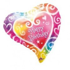 Фольгированное сердце № 372 «День рождения! »(акварель)