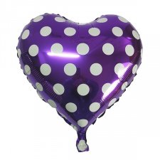 Фольгированное сердце  № 402 «Фиолетовое в белый горошек»