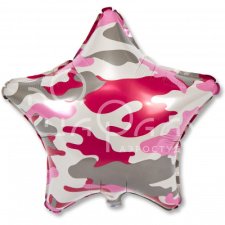 Фольгированная звезда № 192 Камуфляж (Розовая)
